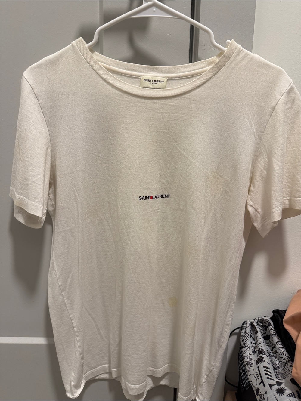 Saint Laurent Off-White Center Logo T-Shirt